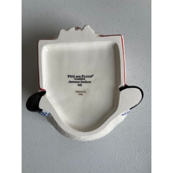 Fitz and Floyd Snowman Jamboree Piano Playing Candy Jar Trinket Lidded Box 2004 - Picture 7 of 7